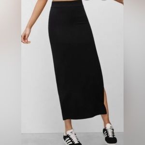 Aritzia Talula Navy Blue Fitted Maxi Skirt w/ Knee-High Slit, Size XS